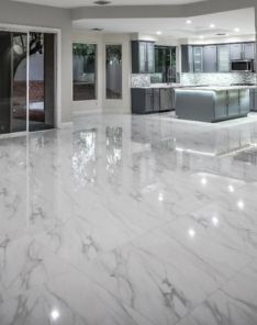 Marble tile installation in a Valencia home, showcasing sleek design and a flawless finish by Drywall Repair & Remodeling Valencia.